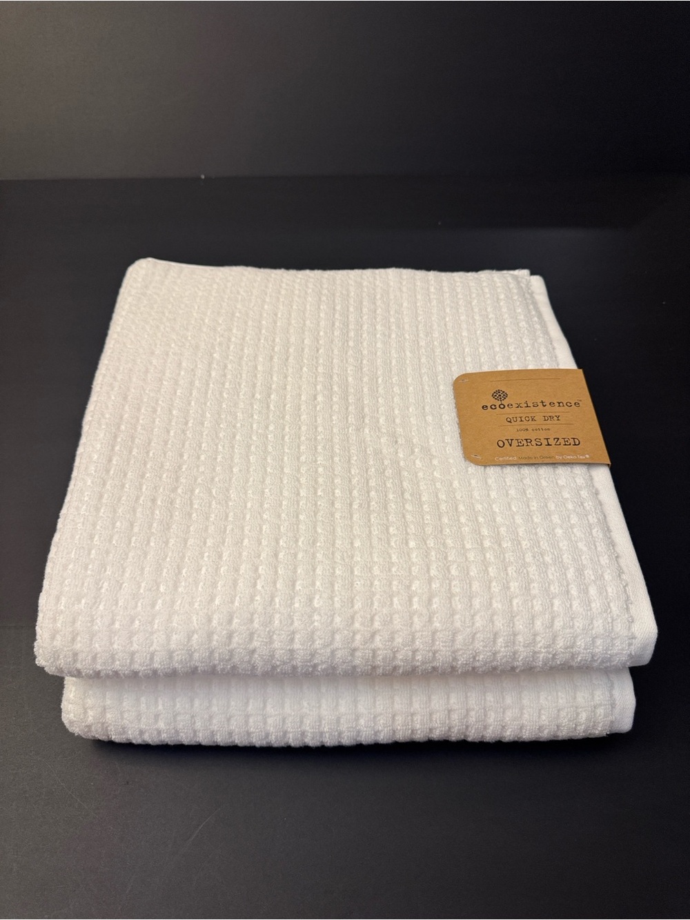 2pc ECOEXISTENCE Oversized Quick Dry 100% Cotton Bath Towel Set - White